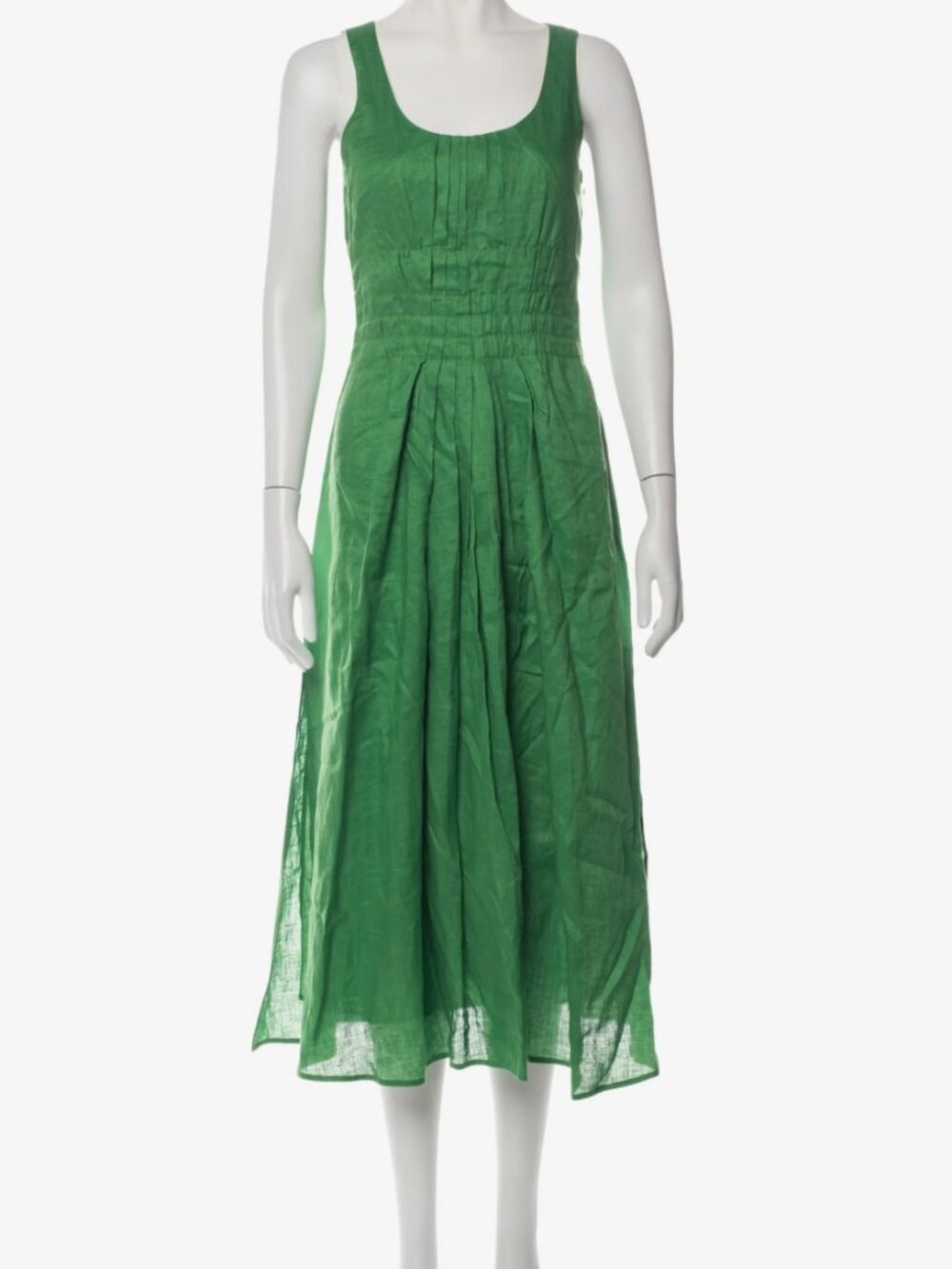 Tory Burch Green Pleated Linen Dress